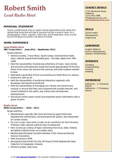 Radio Resume Template